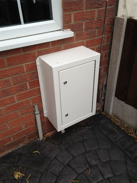 fitting a surface mounted electric meter box|external electric meter cupboard.